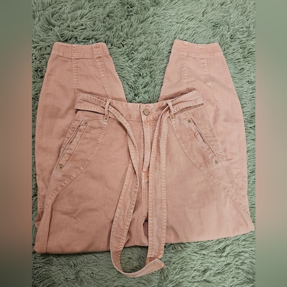 Zimmermann Cropped High-Rise Tapered Peach Jeans Size 0 - Picture 10 of 15